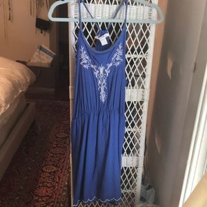 Blue high neck boutique dress